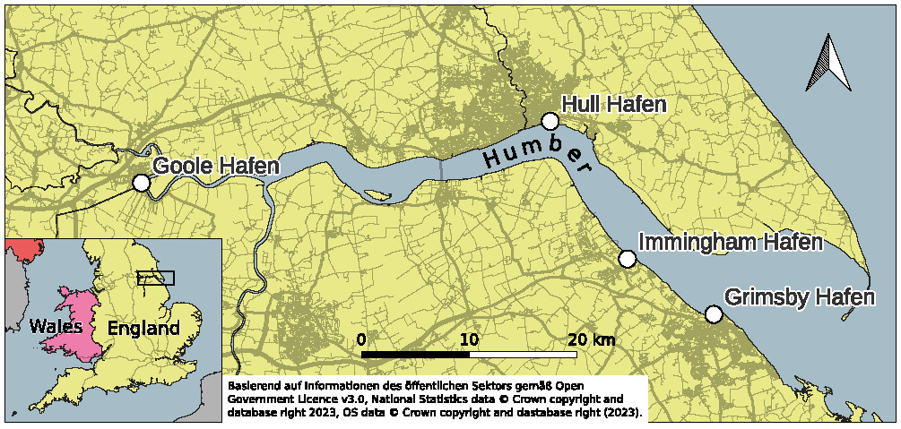 Karte des Humber-Ästuars